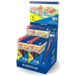 Staedtler Noris Colour 185 Expositor con 20 Estuches de 12 Lapices de Colores + 5 Estuches de 24 Lapices de Colores - Diseño Hexagonal - Colores Surti