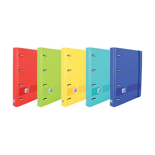 Oxford Europeanbinder Live & Go Carpeta de 4 Anillas Formato A4+ con Recambio Cuadriculado 5x5mm y 4 Taladros - Tapa de Plastico Resistente - Cierre c