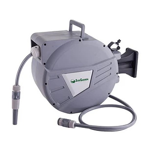 Sungarden SG0165 Manguera 20 Metros - Recogedor Automatico con Guia - Funcion de Retraccion Lenta - Soporte Para Instalacion en Pared - Giro 180 - Col