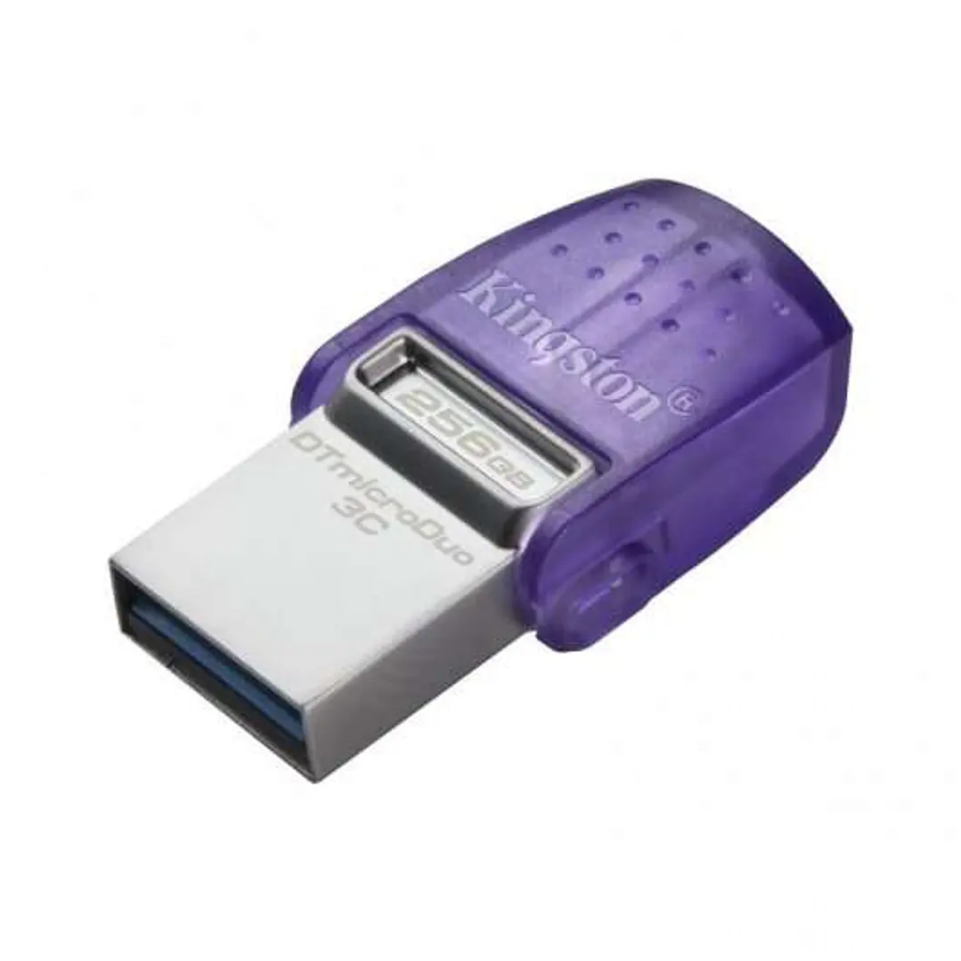 Kingston DataTraveler microDuo 3C Memoria USB-A + USB-C 256GB 3.2 Gen 1 - Velocidad de Lectura 200 MB/s - Tapon Protector (Pendrive) 1