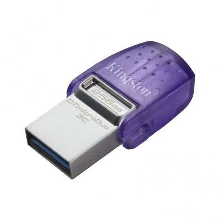 Kingston DataTraveler microDuo 3C Memoria USB-A + USB-C 256GB 3.2 Gen 1 - Velocidad de Lectura 200 MB/s - Tapon Protector (Pendrive) 1