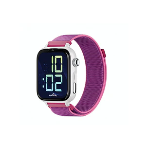 Savefamily Reloj Inteligente Smartwatch Infantil SaveWatch Plus 2 - Pantalla Amoled - Carcasa Blanca - Correa Tela Frambuesa