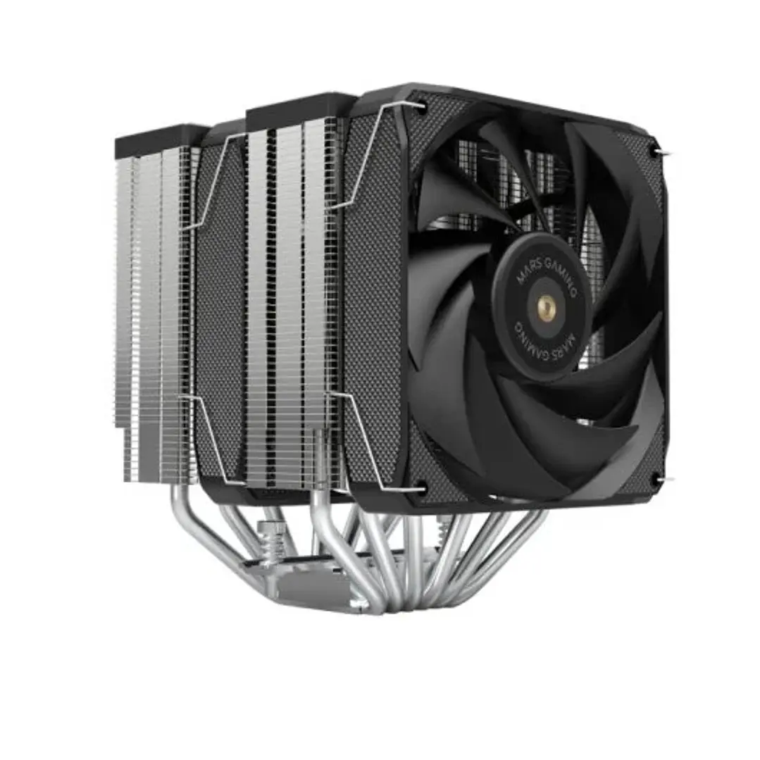 Mars Gaming MCPU-XU6 Disipador CPU - Doble torre - Ventiladores hibridos ultrasilenciosos - 6 heatpipes de cobre - HCT Ultra - Hasta 350W TDP - Negro  1