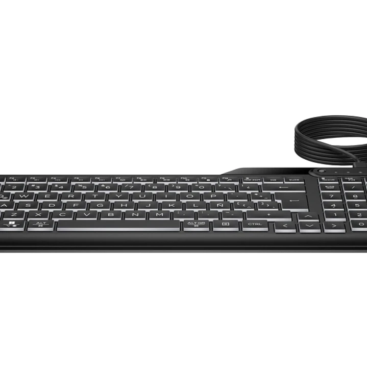 HP 405 Teclado USB Retroiluminado - 12 Teclas Programables - Retroiluminacion LED Blanca con 3 Niveles - Teclas Silenciosas de Perfil Bajo - Inclinaci 1