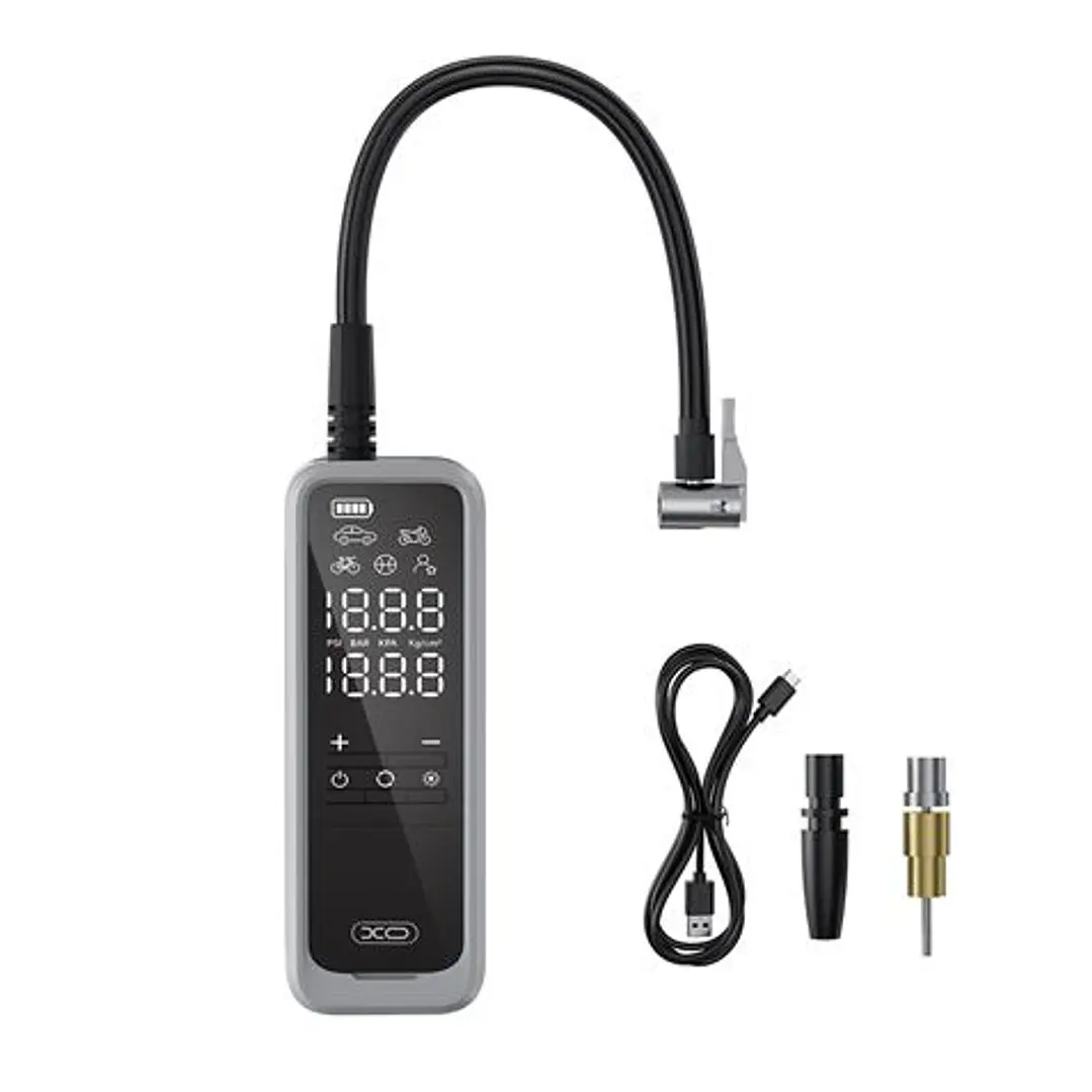 XO CZ018 Inflador de Aire Portatil - Pantalla LCD - 3 Bocas - Powerbank 5000Mah - Linterna 1