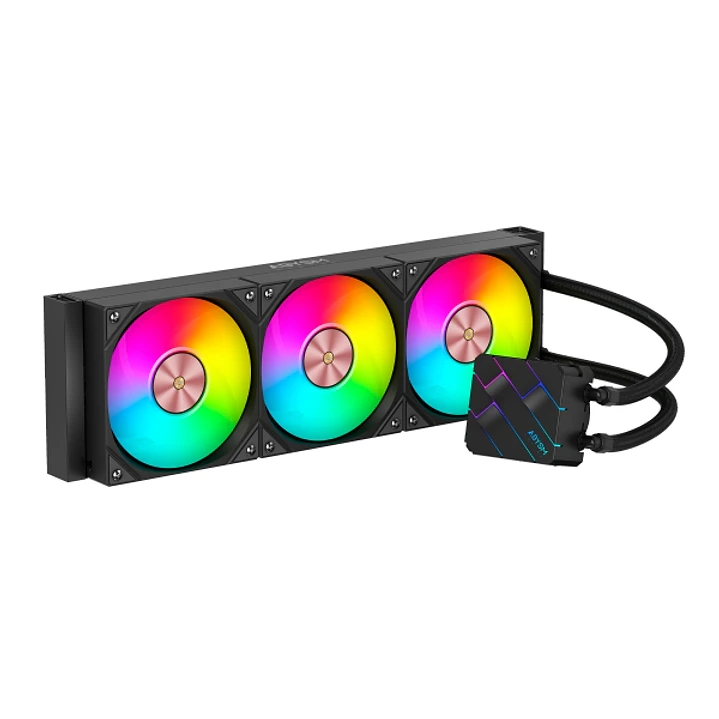 Abysm Oceanic TIDE 360 ARGB Kit de Refrigeracion Liquida - 3 Ventiladores de 120mm - Iluminacion ARGB - Bomba 2500rpm - Tubos de 3.4mm - Color Negro 1