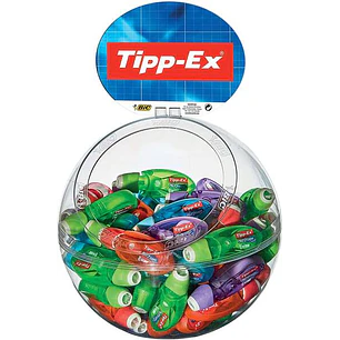 Tipp-Ex Micro Tape Twist Expositor 60 Cintas Correctoras 5.00mm x 8m - Cabezal Rotativo - Escritura Instantanea - 4 Colores