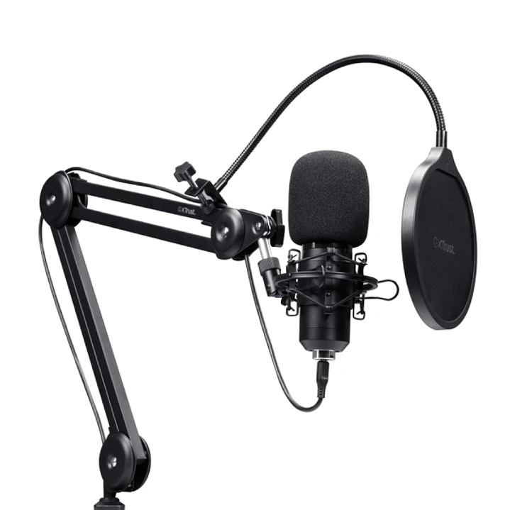 Trust GXT 270 Emita II+ Microfono de Estudio - Cable USB 2.5m - Filtro Antipop de Rejilla - Brazo Ajustable - Filtro Antiviento - 42x42x162mm - Color  1