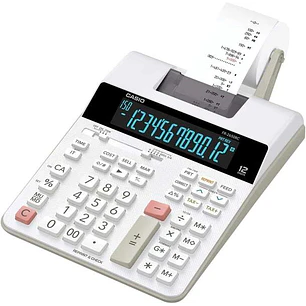 Casio FR-2650RC Calculadora Impresora de Sobremesa - Impresión en 2 colores - Pantalla de 12 Digitos - Función de reloj y calendario - Color Blanco