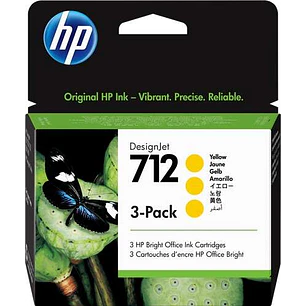 HP 712 Amarillo Pack de 3 Cartuchos de Tinta Originales - 3ED79A