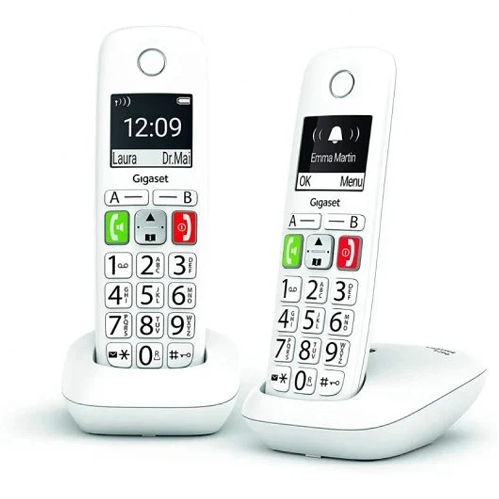 Gigaset E290 Duo Telefono Inalambrico Dect + 1 Supletorio - Pantalla Grande en B/N - Teclas con Numeros Grandes - Volumen con Funcion Amplificador - G 1