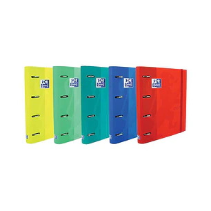 Oxford Europeanbinder Touch Carpeta de 4 Anillas Formato A4+ con Recambio Cuadriculado 5x5mm y 4 Taladros - Tapa Tacto Suave - Cierre con Goma Elastic