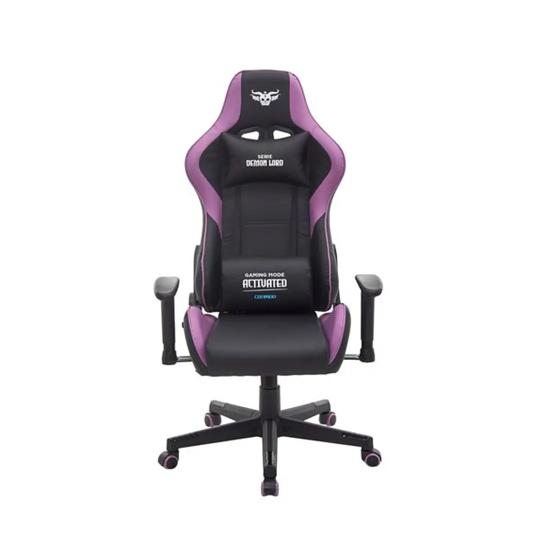Cromad Serie Demon Lord Silla Gaming - Estructura Robusta - Piel Sintetica de Alta Calidad - Altura Regulable con Piston de Gas Clase 2 - Respaldo Rec 1