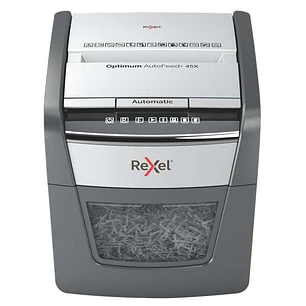 Rexel Optimum AutoFeed 45X Destructora Automatica de Corte en Particulas- 20L - Alimentacion Automatica 45 hojas - Ranura Manual 6 Hojas - Anti Atasco