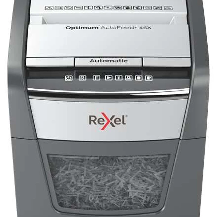 Rexel Optimum AutoFeed 45X Destructora Automatica de Corte en Particulas- 20L - Alimentacion Automatica 45 hojas - Ranura Manual 6 Hojas - Anti Atasco 1