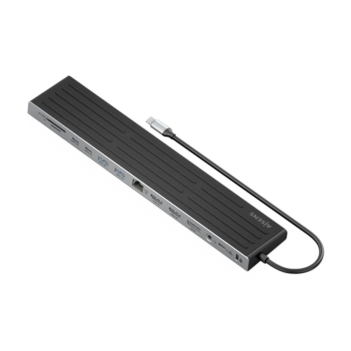 Aisens USB-C Dock 13 En 1 - USB-C a 2xHDMI - 1xDisplayPort - 1xRJ45 - 3xUSB-A - 2xUSB-C - 1xUSB-C PD - 1xAudio - 1xSD - 1xMicro SD - 1xRanura Kensingt 1