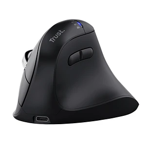 Trust Vyran Raton Inalambrico Ergonomico - Ajustable hasta 4800dpi - Bluetooth - Recargable - Receptor USB-A - Adaptador USB-C - Multidispositivo - Cl