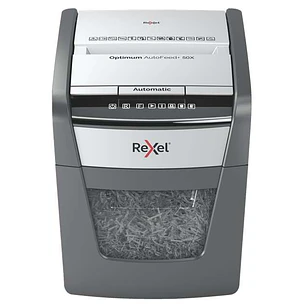 Rexel Optimum AutoFeed 50X Destructora Automatica de Corte en Particulas P-4 - Alimentacion Automatica 50 hojas y Ranura Manual 6 Hojas - Anti Atasco 