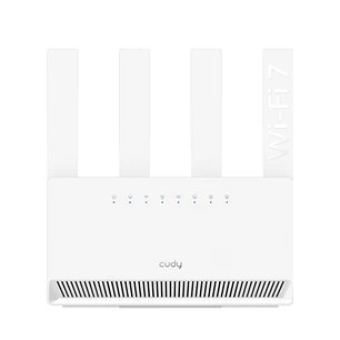 Cudy Router WiFi 7 Gigabit Dual Band BE3600 - Velocidad hasta 1000Mbps - 4 Puertos - 4 Antenas Fijas de 5dBi - Tecnologia MU-MIMO - Color Blanco