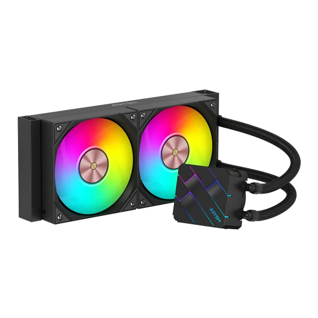 Abysm Oceanic TIDE 240 ARGB Kit de Refrigeracion Liquida - 2 Ventiladores de 120mm - Iluminacion ARGB - Bomba 2500rpm - Tubos de 3.4mm - Color Negro 1