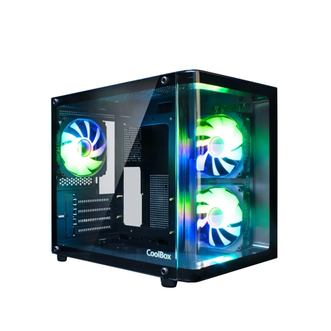 Coolbox GM100 Vision Caja Mini Torre Micro ATX, Mini-ITX - Frontal y Lateral Cristal Templado - Tamaño HDD 2.5
