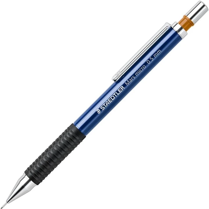Staedtler Mars Micro 775 Portaminas 0.5mm - Punta Metalica Retractil - Mina Amortiguada - Grip de Caucho - Clip Metalico - Color Azul 1