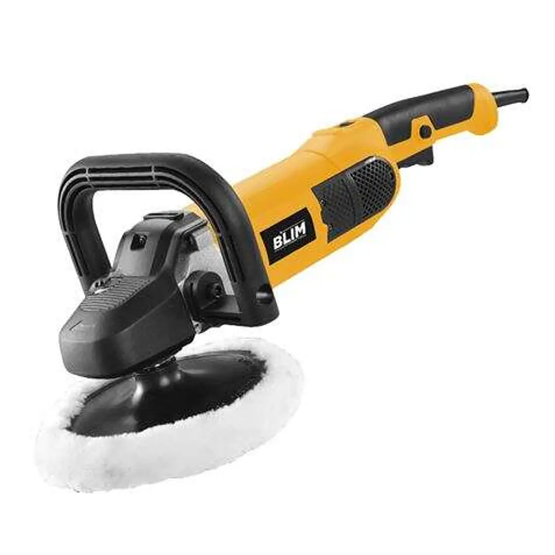 Blim Pulidora 180mm - Potencia 1500W - Velocidad Regulable - Empuñadura Ergonomica - Incluye Disco de Lana - Color Amarillo 1