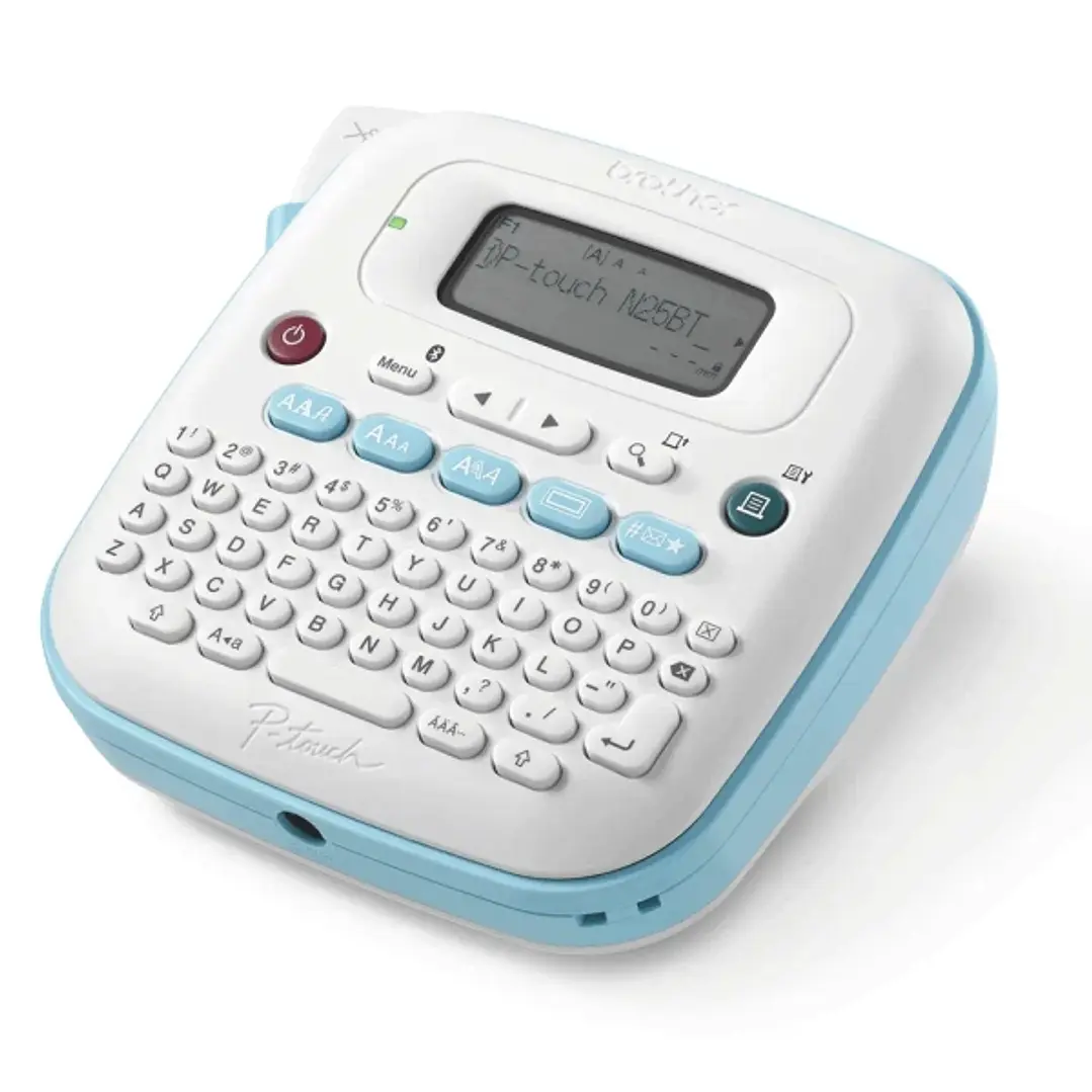 Brother PT-N25BT Rotuladora Electronica de Sobremesa Portatil Bluetooth - Pantalla LCD - 3 Tipos de Letra, 15 Marcos y 250 Simbolos - Ancho de Cinta 1 1