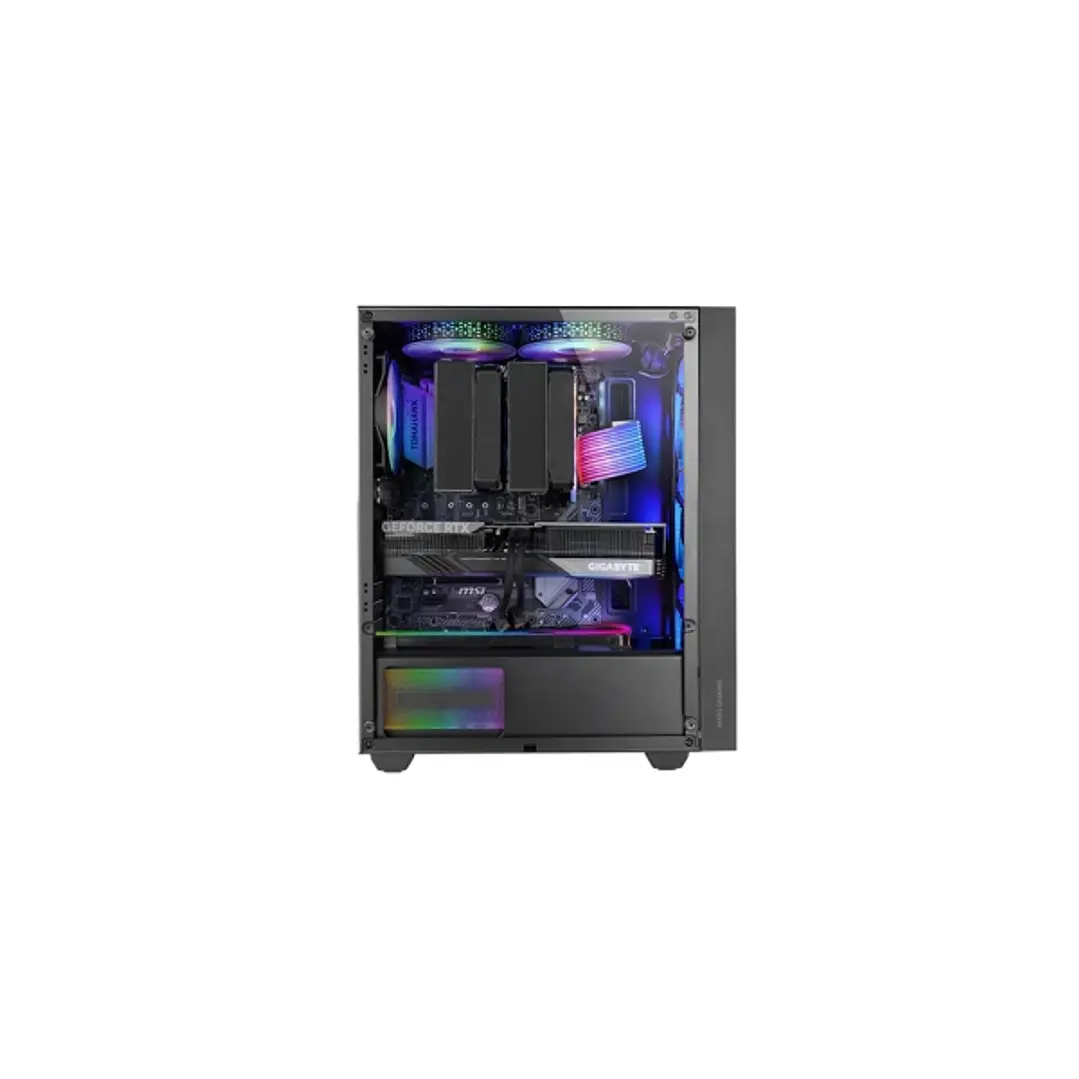 Mars Gaming MC-AIR Caja Torre ATX - 4 Ventiladores de 120mm FRGB - Rejilla Frontal Metalica - Doble Camara - 7 Ranuras de Expansion - Color Negro 1