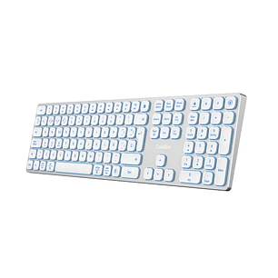 Coolbox Moonlight B431 Teclado Inalambrico - RF 2.4G y Bluetooth 5.1 - Teclas ABS Redondeadas Silencioso - Retroiluminado con 7 Colores - Bateria Reca
