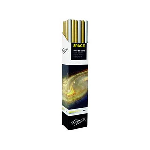 Fabrisa Space 2C Expositor de 30 Rollos de Papel Regalo - Papel Kraft Verjurado de 70gr - Medidas del Rollo 1x3m - Colores Oro y Plata