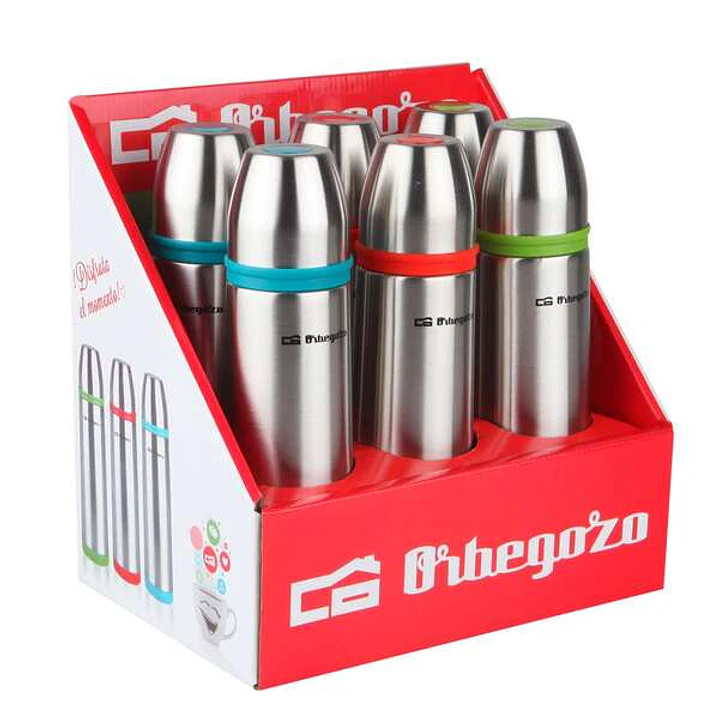 Orbegozo Set Termos Identificador de Bebidas - Acero Inoxidable Resistente - Bandas de Colores - Sistema Antiderrame - Conserva Temperatura por Horas  1
