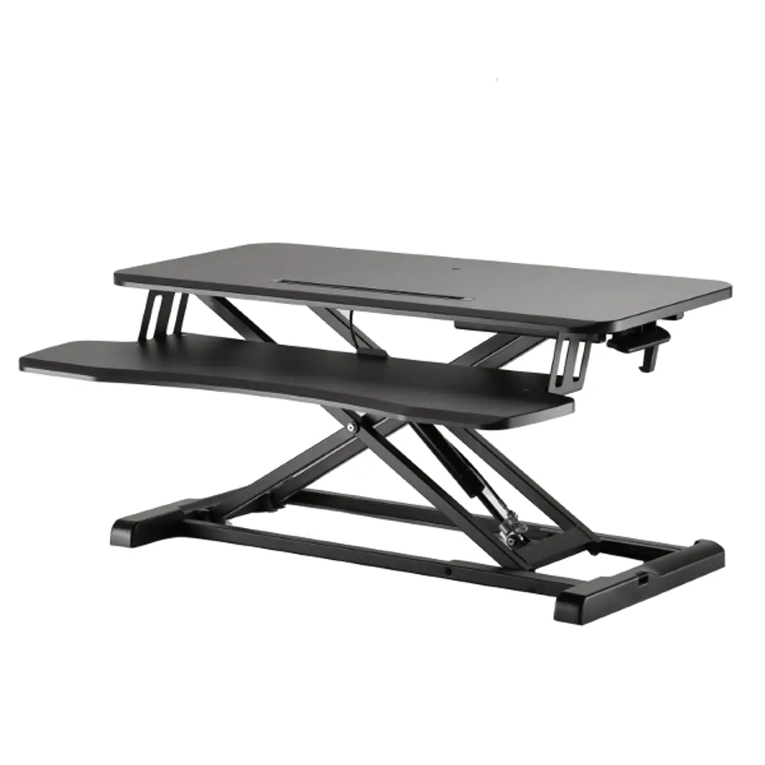 Ewent Soporte Elevador para Monitor - Amplia Superficie de 80x40cm - Altura Ajustable - Resorte de Gas - Bandeja para Teclado - Peso Maximo 15kg - Por 1