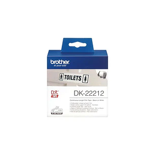 Brother DK22212 - Etiquetas Originales de Tamaño personalizado - Ancho 62mm x 15,24 metros - Texto negro sobre fondo blanco