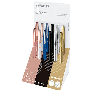 Pelikan Sfera Jazz Noble Elegance Expositor con 12 Boligrafos con Mecanismo de Giro - Punta Media - Diseño Elegante y Sofisticado - Incluye Estuche de