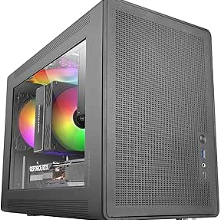 Mars Gaming MC-XPS Minitorre Ultracompacta - Ventilador de 120mm FRGB Trasero - Soporte MicroATX/Mini-ITX - Rejilla de Refrigeracion - Ventana Lateral 1