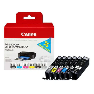 Canon PGI550/CLI551 Pack de 6 Cartuchos de Tinta Originales - 6496B005