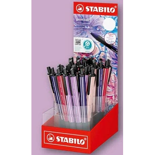Stabilo Pointball Naturecolors Wildflower Expositor con 38 Boligrafos Retractiles - Trazo 0.5mm - Hechos con 87% Bioplastico - Grip Antideslizante - R