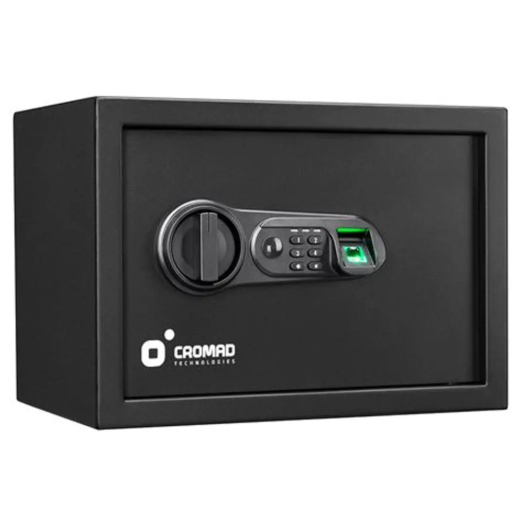 Cromad Caja Fuerte Electronica - Alto Nivel de Seguridad - De 4 a 8 Digitos - Huella Dactilar - Bisagras Ocultas - Incluye Llave de Emergencia - 250x3 1
