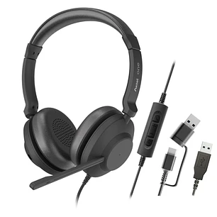 Axtel One Auriculares con Microfono USB - Conexion USB-A y USB-C - Controles de Audio Integrados - Estereo