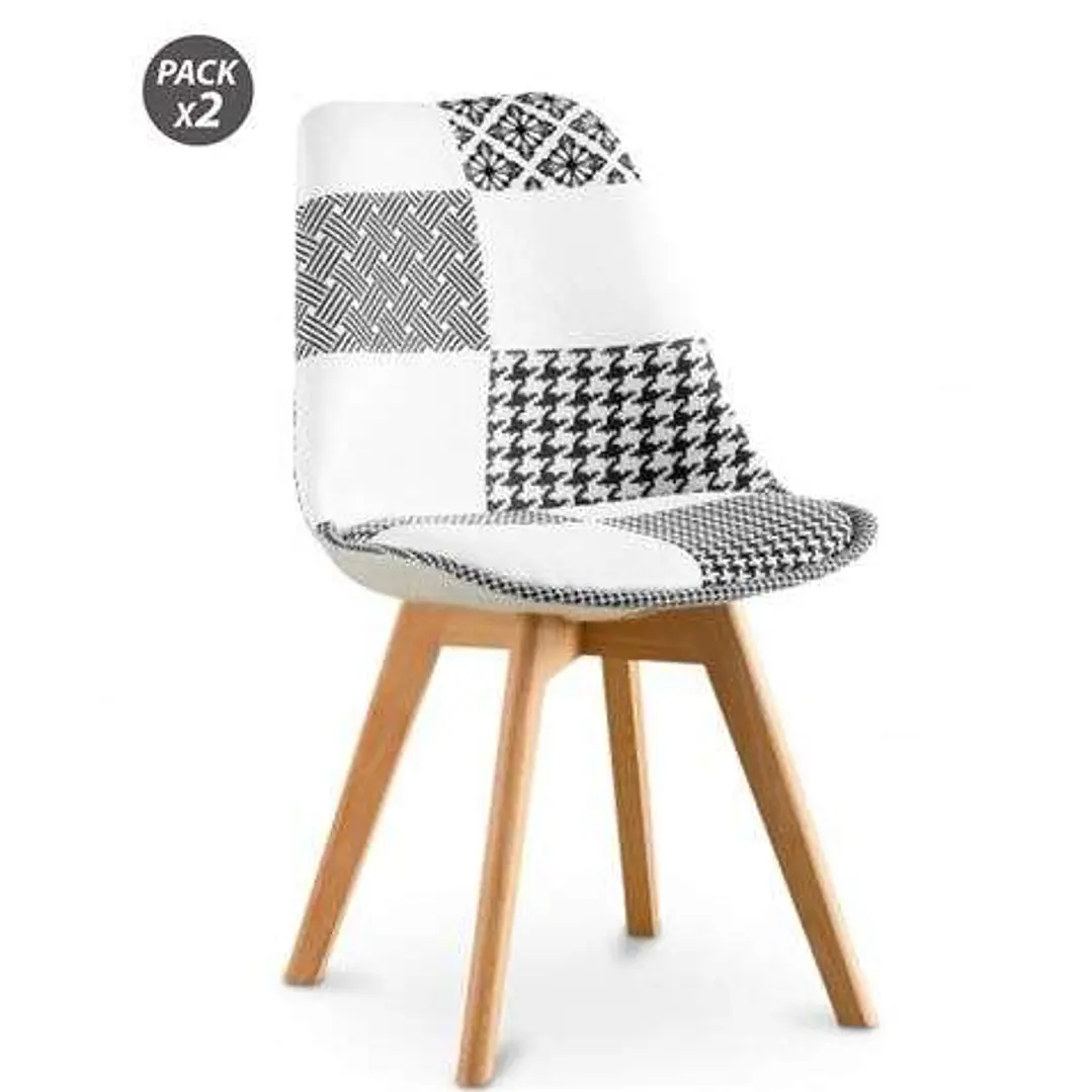 Muvip Pack 2 Sillas Design D400 - Tela Patchwork 1