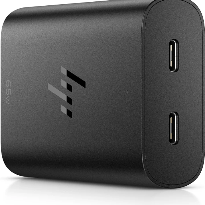HP Cargador USB?C GaN 65W - 2 Puertos Carga Simultanea - Diseño Compacto y Ligero - Color Negro 1