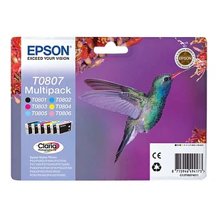 Epson T0807 Pack de 6 Cartuchos de Tinta Originales - C13T08074011