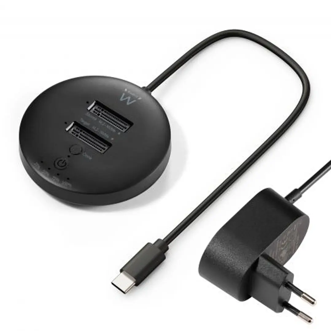Ewent Clonador Doble Bahia - NVMe M2 - USB-C 3.2 Gen2 - Indicador LED - Color Negro 1