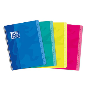 Oxford Classic A5+ Cuaderno con Espiral Tapa Blanda - 90 Hojas - Cuadricula 5x5 - Colores Surtidos