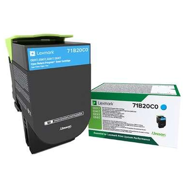 Lexmark CS317/CS417/CS517/CX317/CX417/CX517 Cyan Cartucho de Toner Original - 71B20C0/71B0020 1