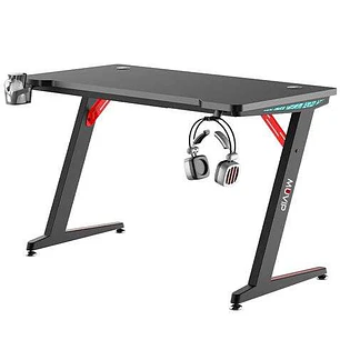 Muvip PRO300 Mesa Gaming Fibra de Carbono con Luz RGB - Solida - Gran Superficie - Portavasos - Gancho para Auriculares - Medidas 120x60x75cm - Color 