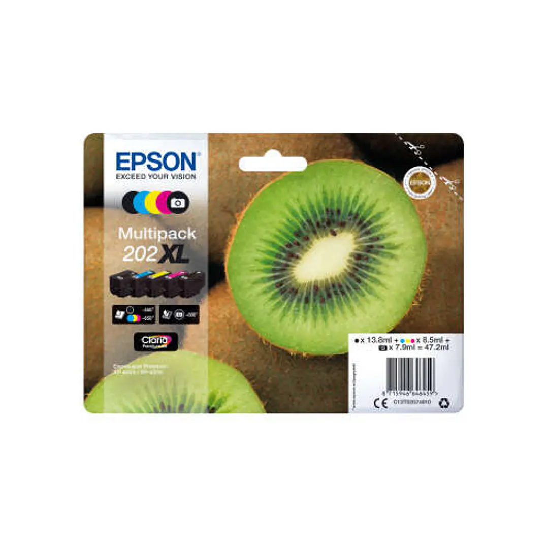 Epson 202XL Pack de 5 Cartuchos de Tinta Originales - C13T02G74010 1