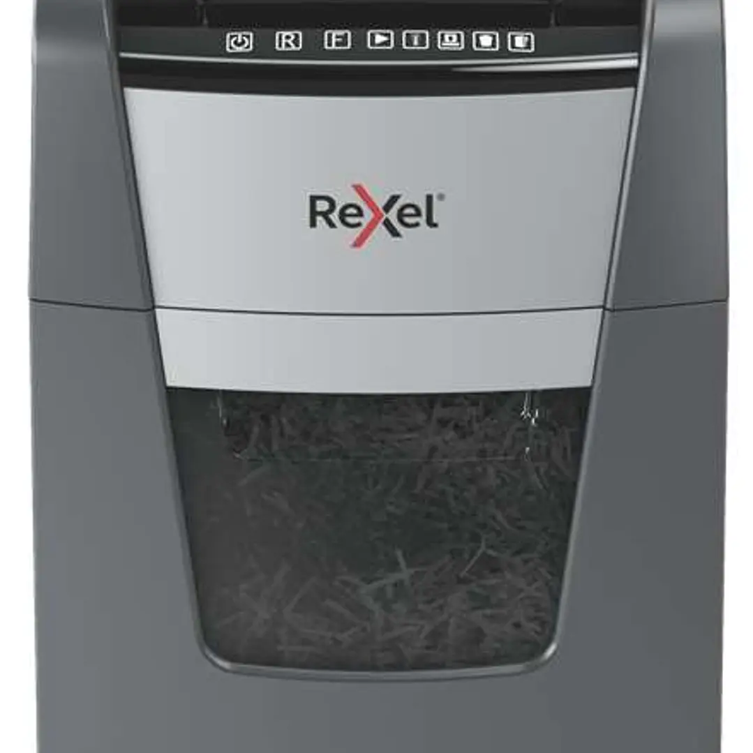 Rexel Optimum AutoFeed 130X Destructora Automatica de Corte en Particulas P-4 - Autoalimentacion 130 Hojas, Manual 8 Hojas - Papelera de 44L - Anti At 1