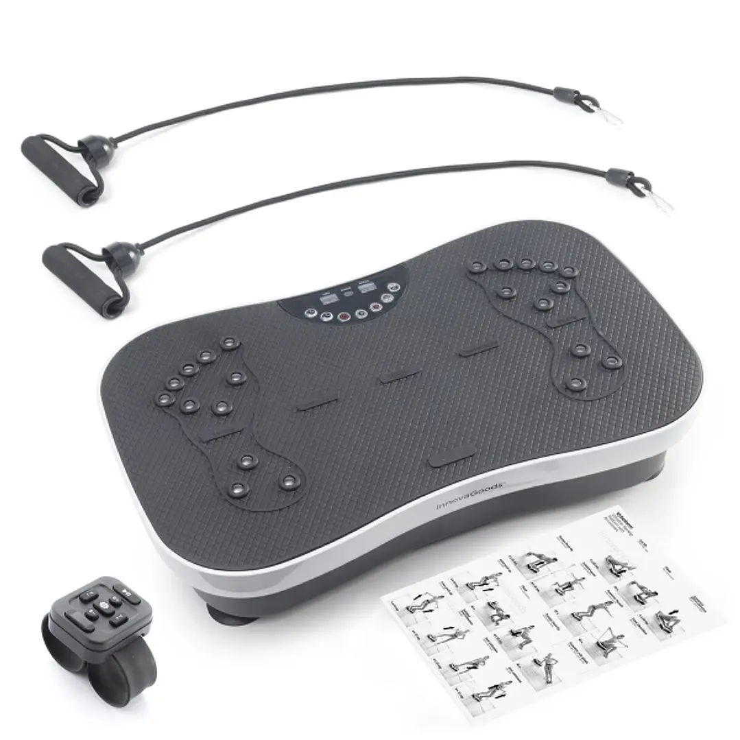Innovagoods Vybeform Plataforma Vibratoria de Entrenamiento - Potencia 200W - Incluye Accesorios - Ergonomico - hasta 120kg - Mando a Distancia - Guia 1